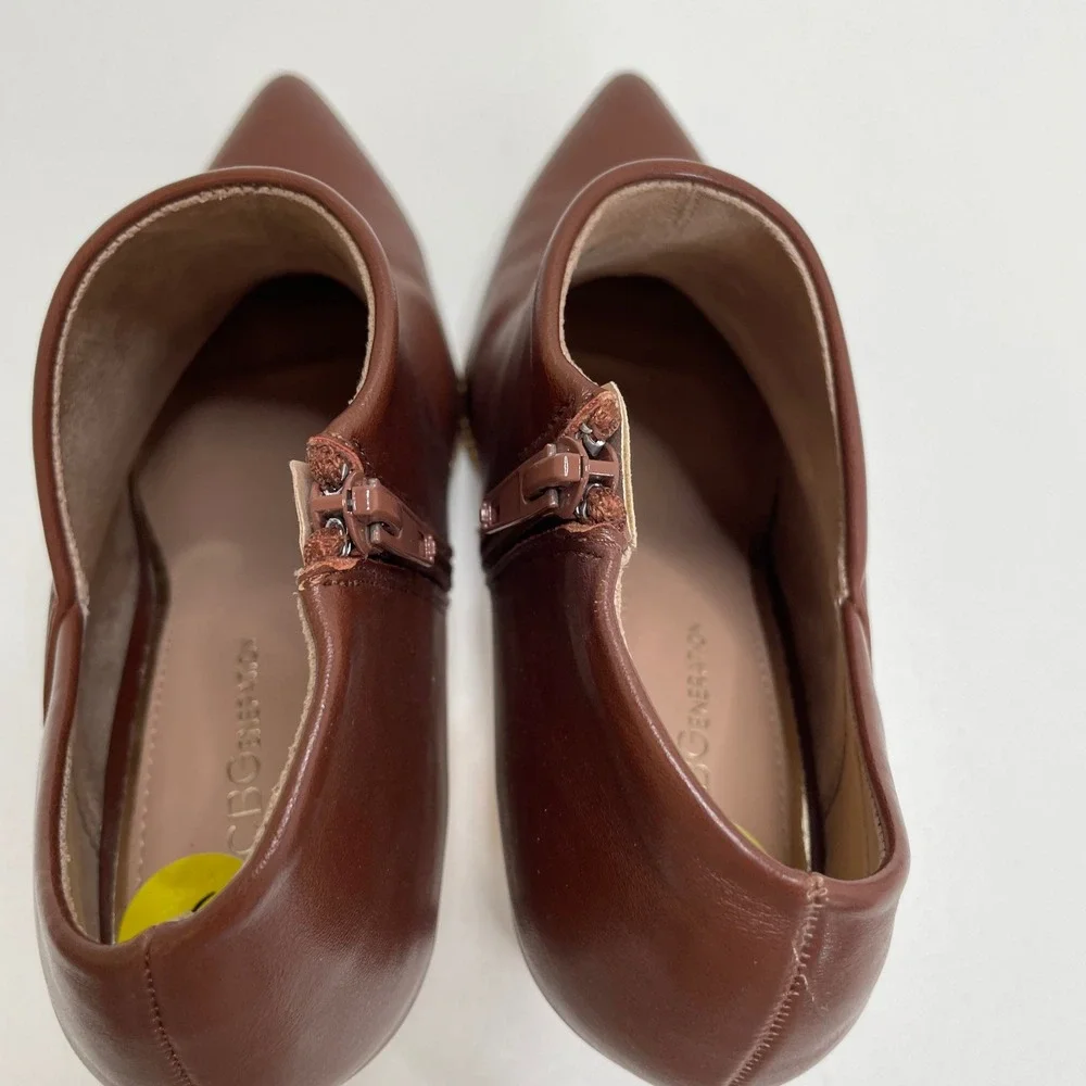 Madden Girl Hadix Cognac Brown Pointed Toe Chain Detail Stiletto Booties Size 9M